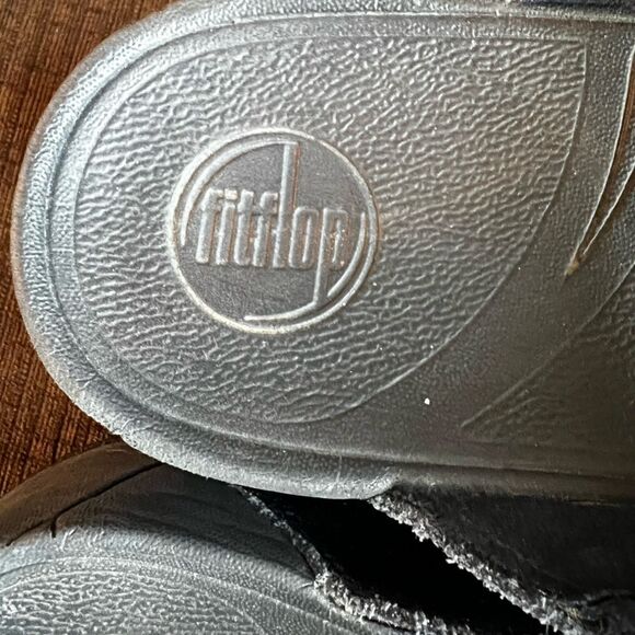 Fitflop Womens Rokkit Diamond Leather Thong Sandals Slip On Navy Blue Size 10 - Picture 5 of 9